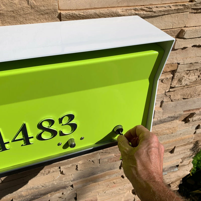 TedStuff RetroBox Locking Modern Wall Mounted Mailbox, In Arctic White & Aqua - Image 9