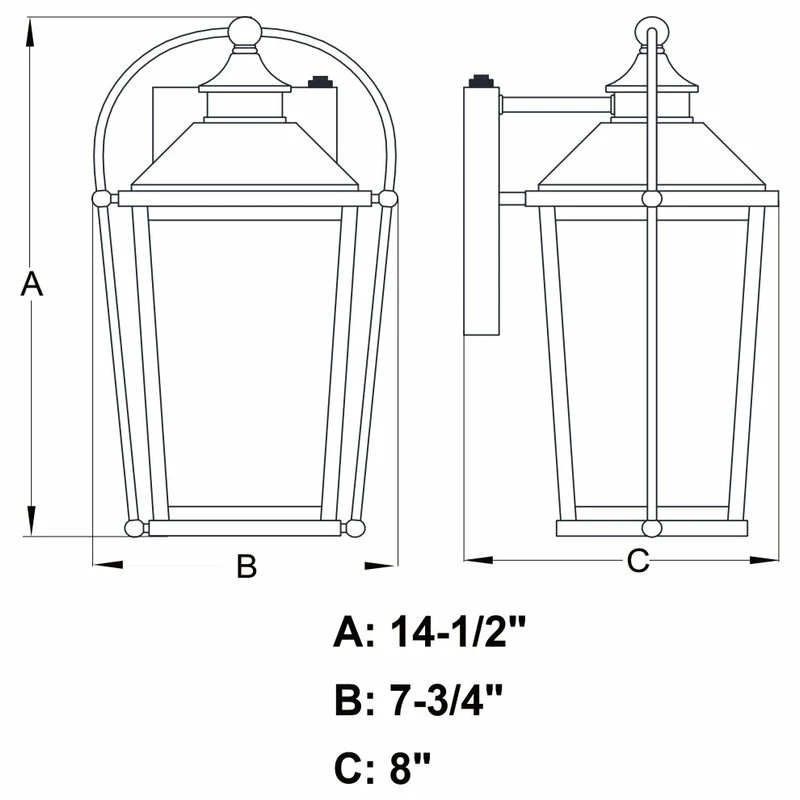 Vaxcel Lexington Dusk To Dawn Black Outdoor Wall Lantern Light Clear Glass, 7.75-in. W - Image 6