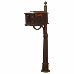 Special Lite Products Company Kingston Curbside Mailbox With Ashland Mailbox Post Unit, Copper