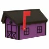 Horse Barn Weatherproof Mailbox, USA Handmade, Black, Purple