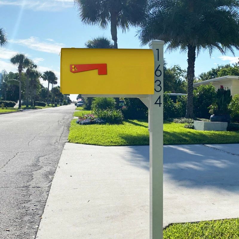 Special Lite Products Company Mid Modern Rigby Curbside Mailbox And Post, Yellow - Image 6