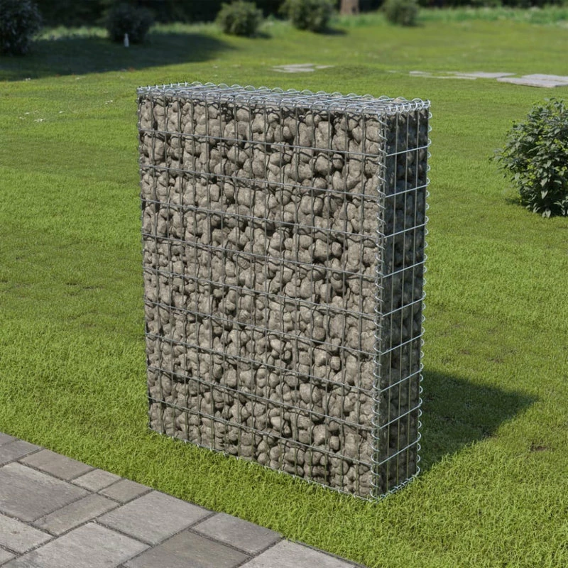 Vida XL International B.V. VidaXL Gabion Wall With Covers Galvanized Steel 31.5"x7.87"x39.4" Garden Fence