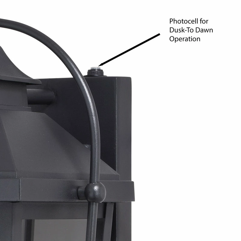 Vaxcel Lexington Dusk To Dawn Black Outdoor Wall Lantern Light Clear Glass, 7.75-in. W - Image 4