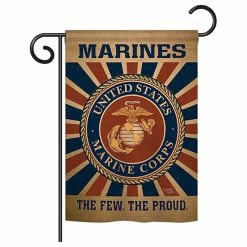 Breeze Decor Marine Corps Burlap Americana, Everyday Garden Flag 13"x18.5"