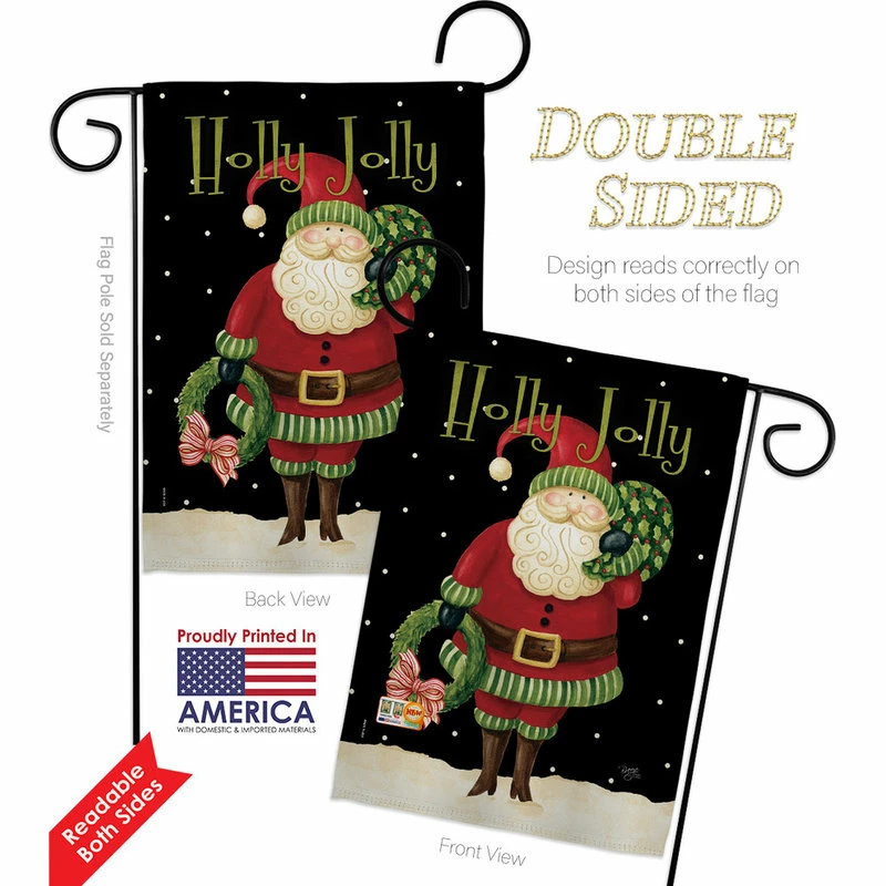 Breeze Decor Holly Jolly Santa Winter Decorative Vertical Double Sided Garden Flag - Image 3