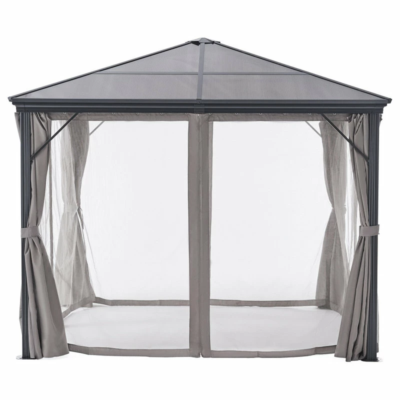 GDFStudio GDF Studio Bali Outdoor 10'x10' Aluminum Framed Gazebo With Curtains, Gray/Black 12 GDFStudio GDF Studio Bali Outdoor 10'x10' Aluminum Framed Gazebo With Curtains, Gray/Black - Image 10