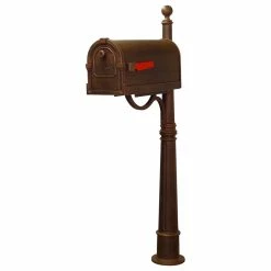 Special Lite Products Company Savannah Curbside Mailbox With Ashland Mailbox Post Unit, Copper