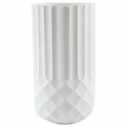 LuxenHome White 24in. Tall Round MgO Planter