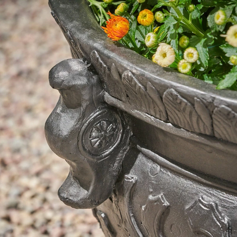 GDFStudio GDF Studio Doreen Round Lightweight Concrete Garden Decorative Urn Planter Pot - Image 5
