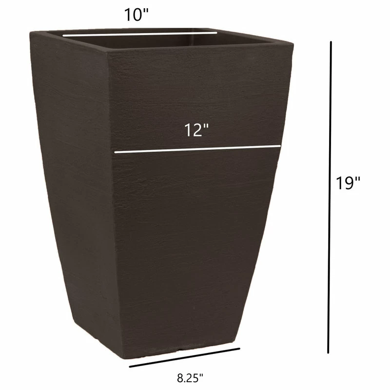 Tusco Products (#MSQT19ES) Modern Planter, Tall Square, Espresso – 12” X 19” - Image 2