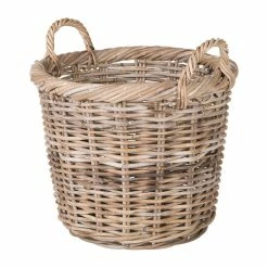 KOUBOO Kobo Rattan Round Basket And Planter, Gray-Brown