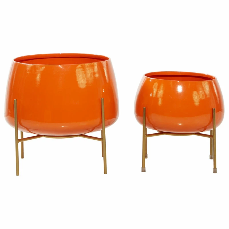 Brimfield & May Modern Orange Metal Planter 51975 - Image 8