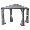 GDFStudio GDF Studio Bali Outdoor 10'x10' Aluminum Framed Gazebo With Curtains, Gray/Black