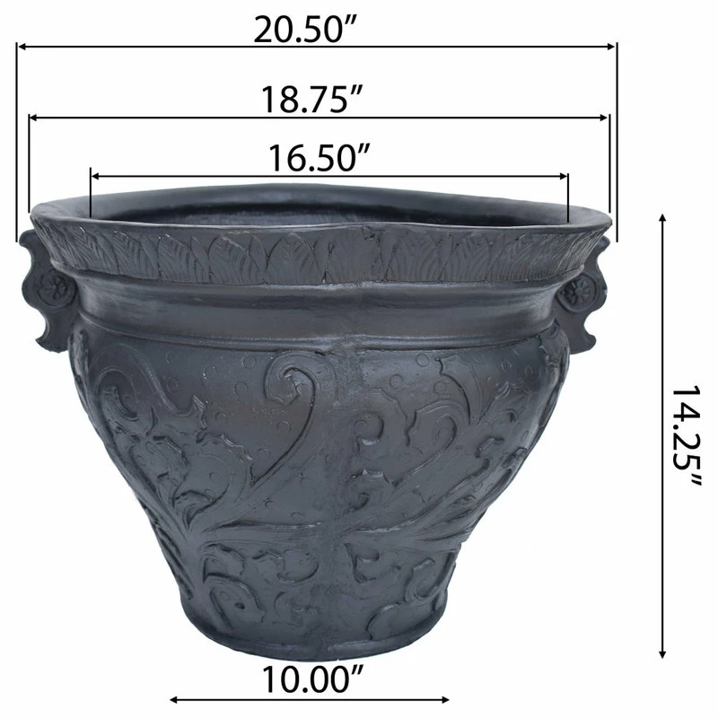 GDFStudio GDF Studio Doreen Round Lightweight Concrete Garden Decorative Urn Planter Pot - Image 3