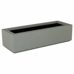 PolyStone Planters Milan Short Outdoor Trough Planter, Concrete Gray
