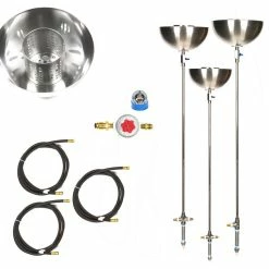 Easy Fire Pits 3 Pack Portable Propane 72"Stainless Steel Tiki Type Torches With Bowls