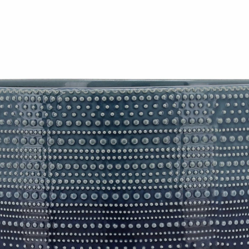 Sagebrook Home 11" Dotted Planter With Wood Stand, Blue - Image 6