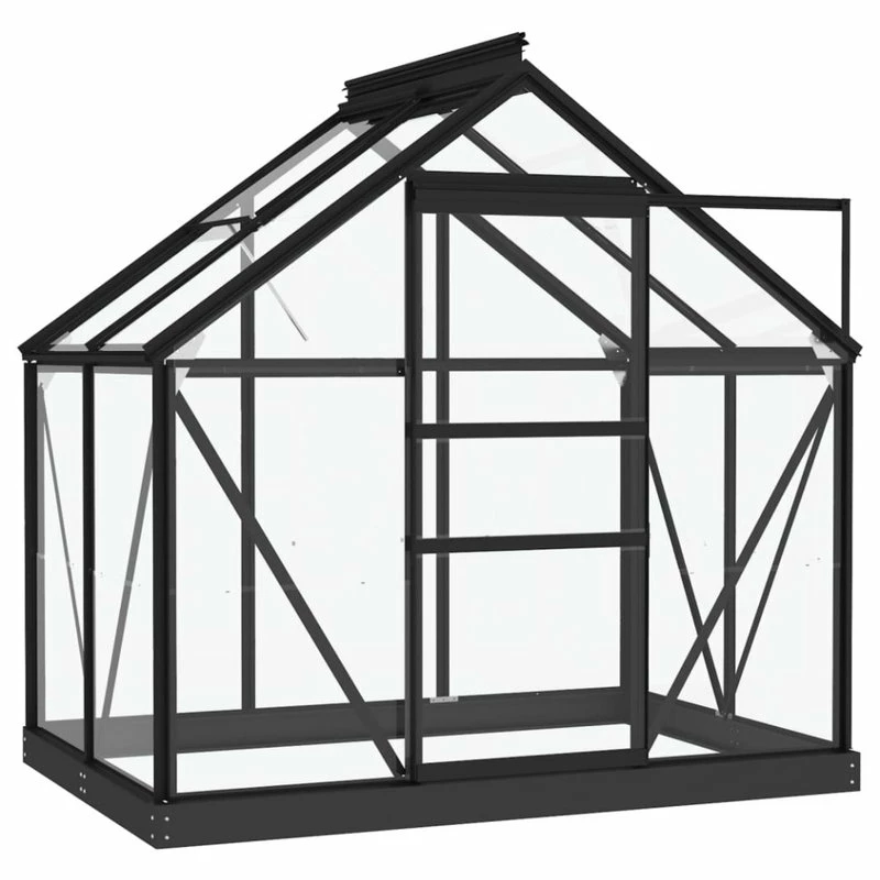 Vida XL International B.V. VidaXL Glass Greenhouse Anthracite 40.6" Aluminum Plant Nursery House Shed