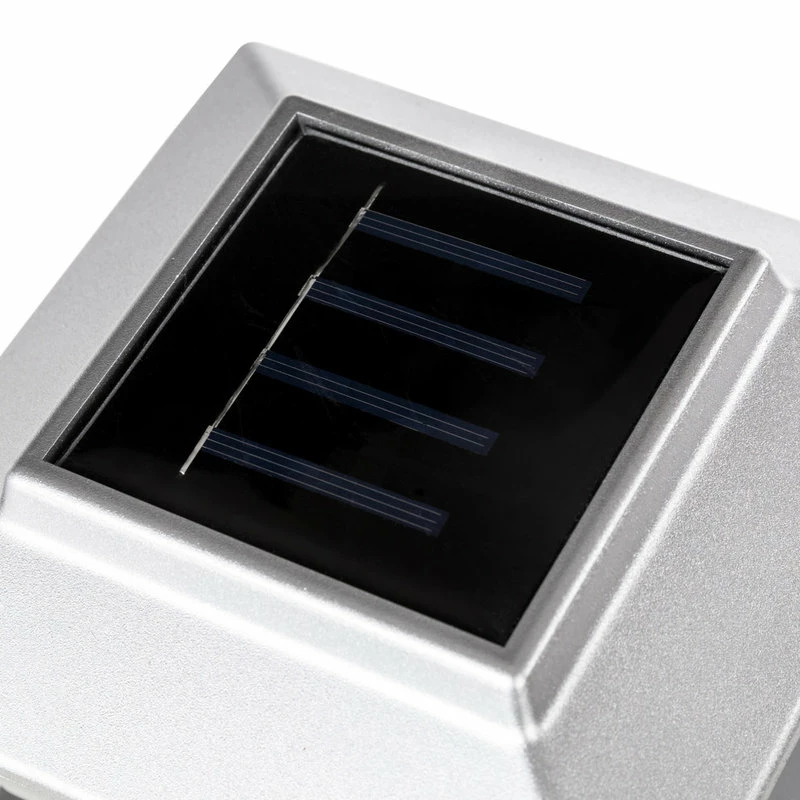 Glitzhome 5.75"L Solar Powered LED Fence Post Cap Light, Set Of 4, Silver - Image 5