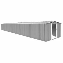 Vida XL International B.V. VidaXL Garden Shed Gray Galvanized Steel Outdoor Tool Storage House Building