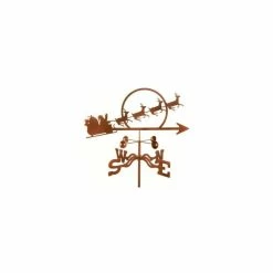 EZ Vane LLC Santa With Sleigh Weathervane With Post Mount
