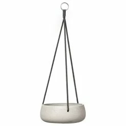 Serene Spaces Living Dark Gray Round Cement Hanging Planter, Large