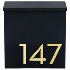 Modern Aspect The Inbox Wall Mounted Mailbox + House Numbers, Lock Included, Outgoing Flag, Black