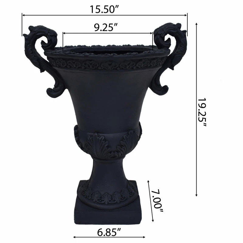 GDFStudio GDF Studio Renee Lightweight Concrete Chalice Garden Decorative Urn Planter, Bla - Image 3