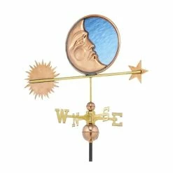 Good Directions, Inc. Stained Glass Moon Weathervane, Pure Copper