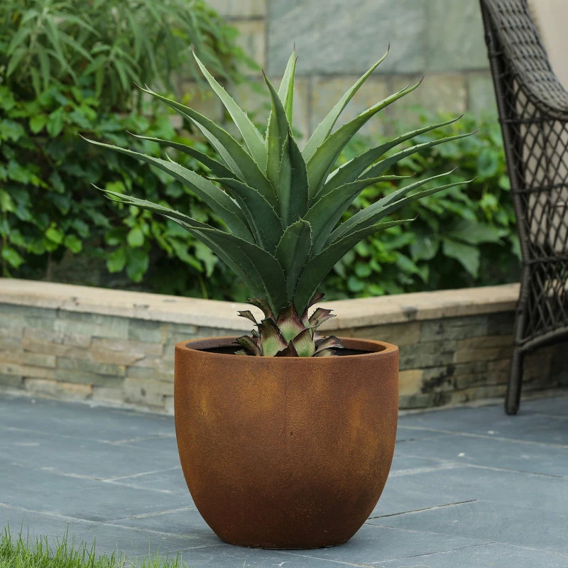 LuxenHome Round Rusty Brown MgO Planter, Large 4 LuxenHome Round Rusty Brown MgO Planter, Large - Image 2