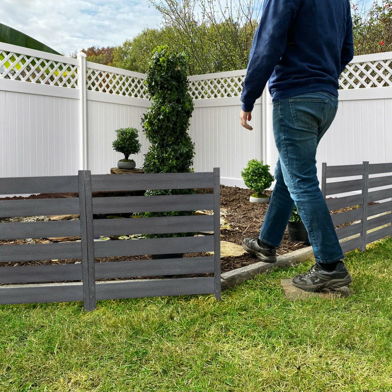 WamBam Fence Inc. No-Dig Charcoal WoodTek Vinyl Maui Garden Fence Kit (3 Panels) - Image 3