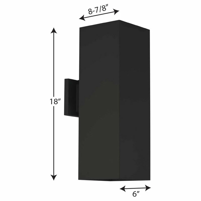 Progress Lighting Square 2 Light Outdoor Wall Light, Black, Standard Lamping - Image 4
