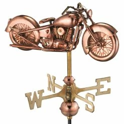 Good Directions, Inc. Motorcycle Garden Weathervane, Pure Copper With Garden Pole