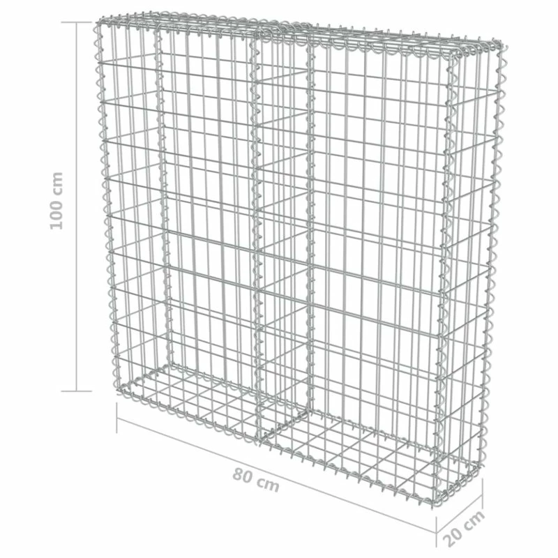 Vida XL International B.V. VidaXL Gabion Wall With Covers Galvanized Steel 31.5"x7.87"x39.4" Garden Fence - Image 5