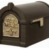 Gaines Mfg Keystone Curbside Bronze Mailbox, Polished Brass, Fleur-De-Lis