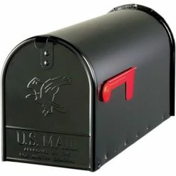 Solar Group Gibraltar E1600B00 Elite Post Mount Mailbox With Steel Latch, Black, Large