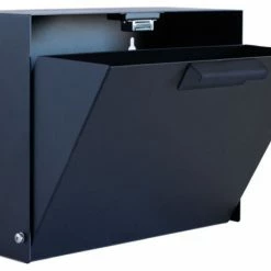 Modern Aspect Cubby Wall Mounted Mailbox + House Numbers, Lock Included, Outgoing Flag, Black, Without Numbers