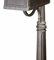 Special Lite Products Company Berkshire Curbside Mailbox With Ashland Mailbox Post Unit, Swedish Silver
