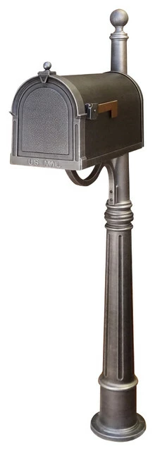 Special Lite Products Company Berkshire Curbside Mailbox With Ashland Mailbox Post Unit, Swedish Silver