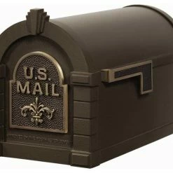 Gaines Mfg Keystone Curbside Bronze Mailbox, Antique Bronze, Fleur-De-Lis