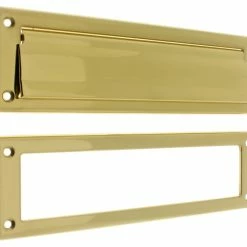 Idh By St. Simons, Inc. Genuine Solid Brass Magazine Mail Plate & Open Back Plate, Polished Brass