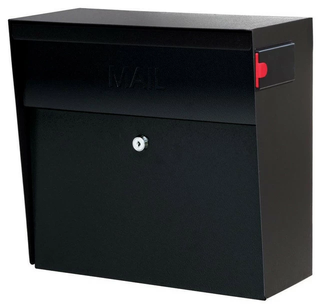 Mail Boss Metro Security Locking Wall Mount Mailbox, Black