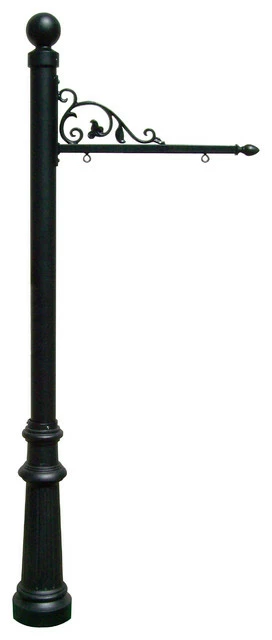 QualArc Large Hanging Ranch Sign With Post, Decorative Fluted Base And Ball Finial