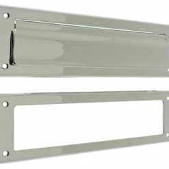 Idh By St. Simons, Inc. Genuine Solid Brass Magazine Mail Plate & Open Back Plate, Polished Chrome