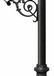 QualArc Lewiston Post Only W/Support Brace Ornate Base And Pineapple Finial - Black