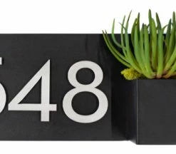 Modern Aspect Vista View House Number Plaque, 24"W X 7"H, Black, With Numbers