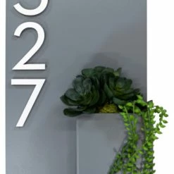 Modern Aspect Curb Appeal House Number Plaque, 12"Wx20"H, Gray, With Numbers