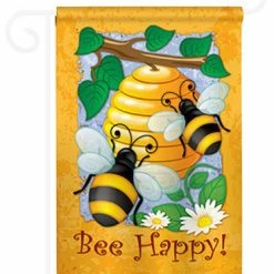 Breeze Decor Bee Happy 2-Sided Impression Garden Flag