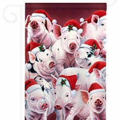 Breeze Decor Christmas Christmas Piggies 2-Sided Impression Garden Flag