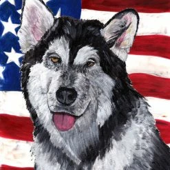 The-store Alaskan Malamute Usa Patriotic American Flag Flag Canvas House Size